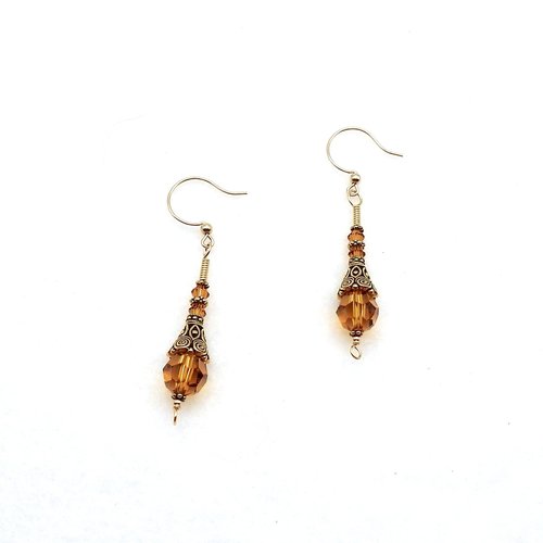Long Topaz Orange Dangle Earrings for Women Pierced Elegant Style Handmade Jewelry Gifts