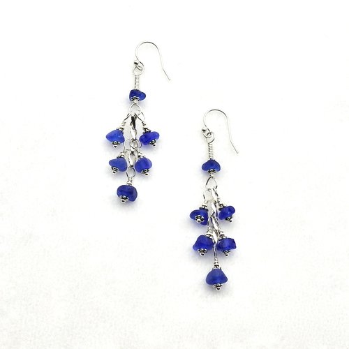 sea glass dangly cluster drop earrings