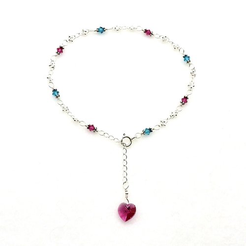 this ankle bracelet has an adjustable sterling silver chain