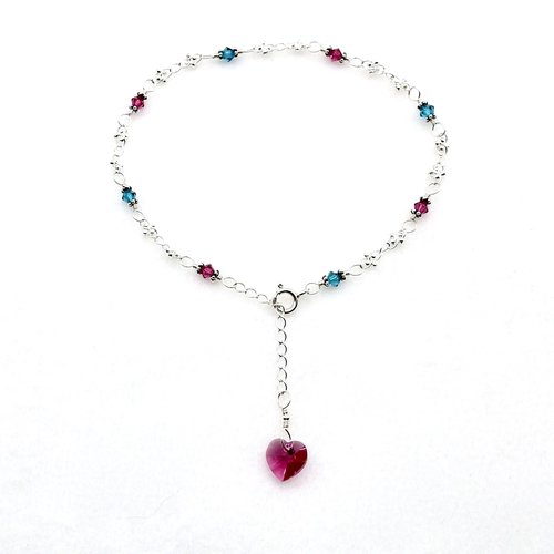fuchsia pink Swarovski Elements heart charm 