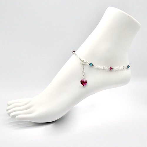 tiny fuchsia pink and turquoise blue crystal beads