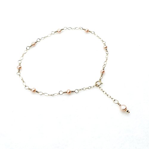delicate pink pearl anklet for women or girls