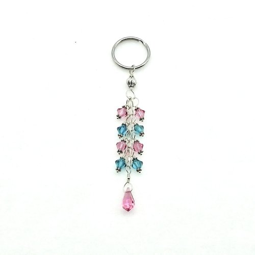 Crystal Dangle Keychain Turquoise Blue Pink Teardrop Charm Silver Chain Car Key Accessories Gifts