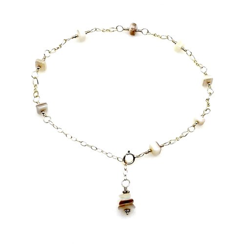 Mother of Pearl Jewelry, Adjustable Gold Chain Ankle Bracelet, Handmade Gifts Canada