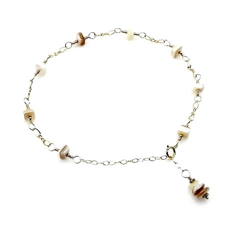 Mother of Pearl Jewelry, Adjustable Gold Chain Ankle Bracelet, Handmade Gifts Canada