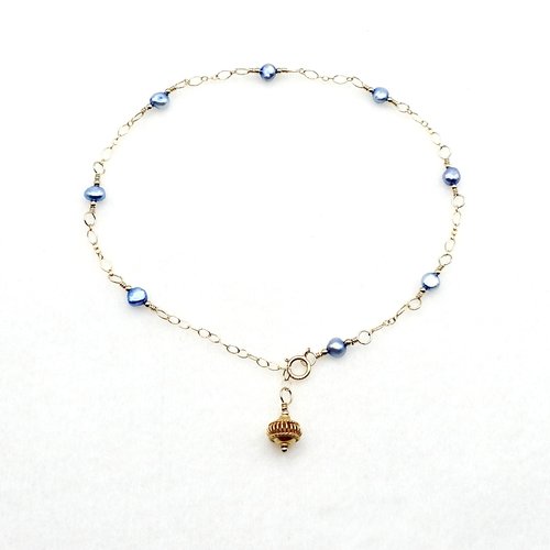 blue pearl anklet for women