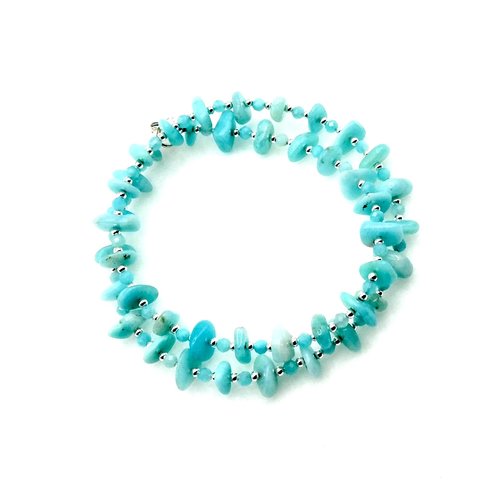 Wrap Around Bracelet Light Blue Green Amazonite Gemstone Jewelry Handmade Gifts