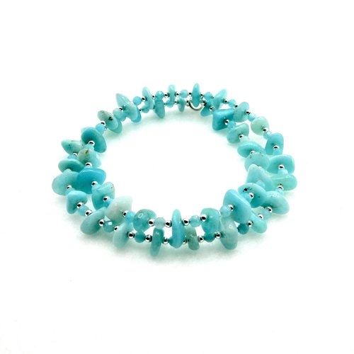 Wrap Around Bracelet Light Blue Green Amazonite Gemstone Jewelry Handmade Gifts