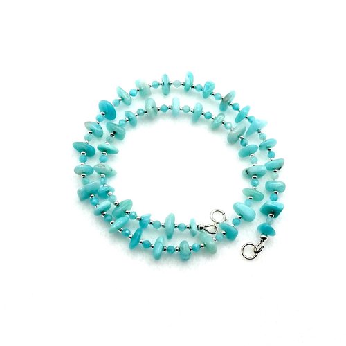 Wrap Around Bracelet Light Blue Green Amazonite Gemstone Jewelry Handmade Gifts