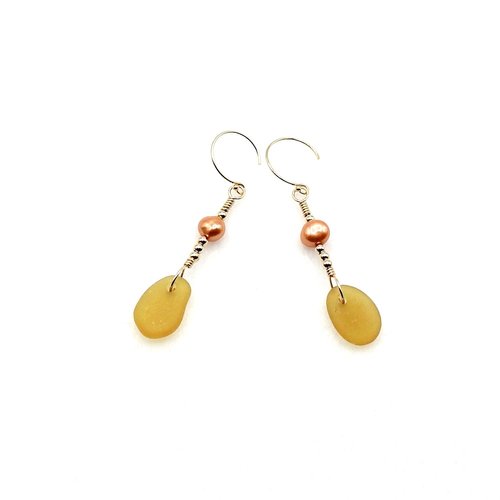 honey amber drops with pearls accents