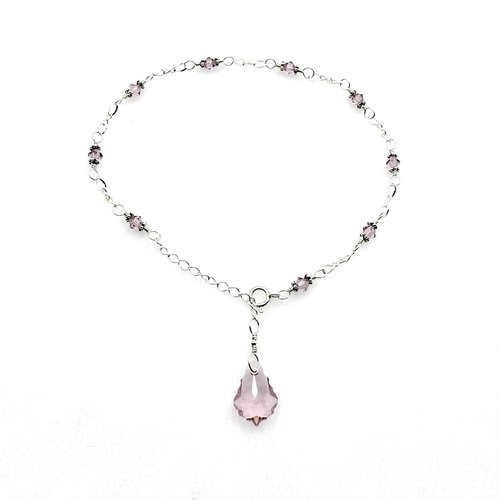 light amethyst purple Swarovski Elements ankle bracelet