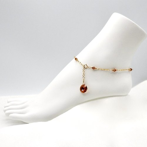 Crystal Beads Anklet for Women Copper Color Adjustable Gold Chain Ankle Bracelet Jewelry Gifts Canada