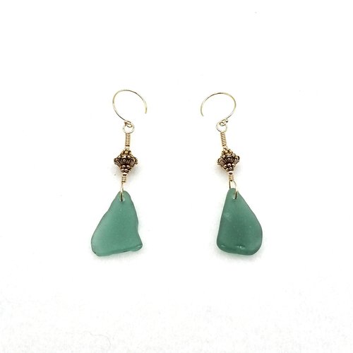 teal green gold dangles