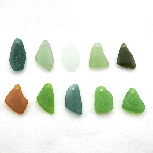 Drilled Sea Glass for Jewelry Making Natural Unusual Shape Pendant Beach Beads Craft Charms Top Hole 