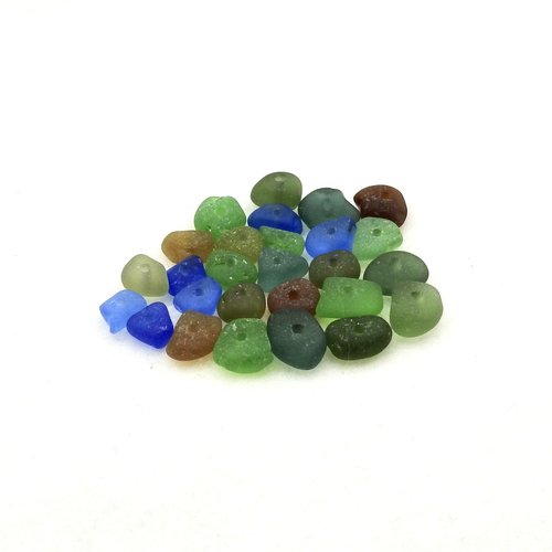 Sea Glass Tiny Beads for Jewelry Making Center Drilled Hole Natural Unique Beach Craft Supply Brown Green 