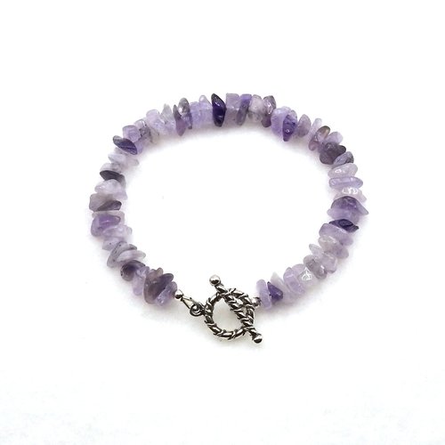 Amethyst Gemstone Bracelet Purple Birthstone Astrology Jewelry Chakra Third Eye Crown 