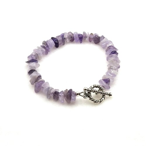 Amethyst Gemstone Bracelet Purple Birthstone Astrology Jewelry Chakra Third Eye Crown 