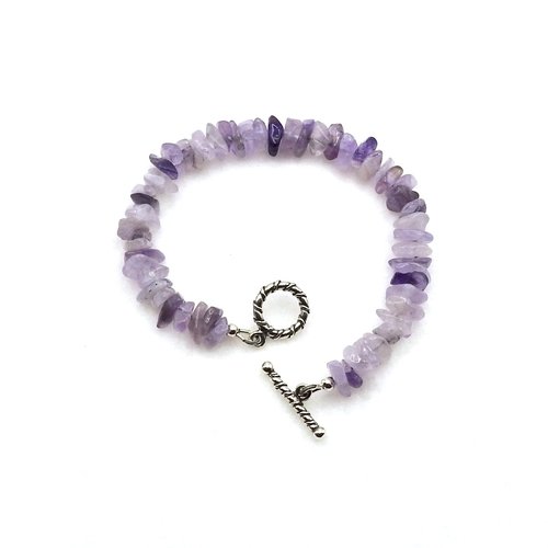 Amethyst Gemstone Bracelet Purple Birthstone Astrology Jewelry Chakra Third Eye Crown 