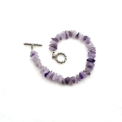 Amethyst Gemstone Bracelet Purple Birthstone Astrology Jewelry Chakra Third Eye Crown 