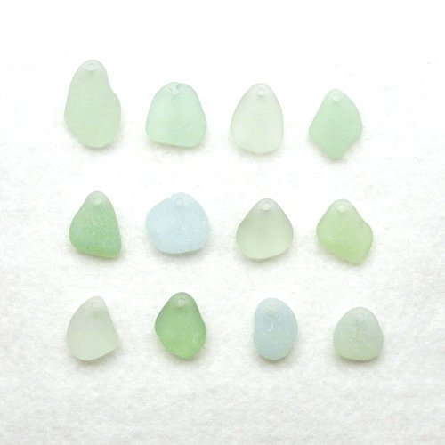 Sea Glass Pendants for Jewelry Making, Light Pastel Beads Top Drilled for Necklaces Frosted Surf Tumbled