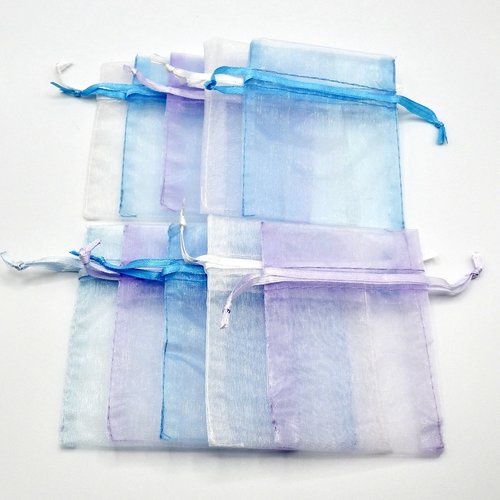 Organza Bags Canada 3x4, Small Ribbon Drawstring Pouches, Set of 10, Assorted Pastel Colors