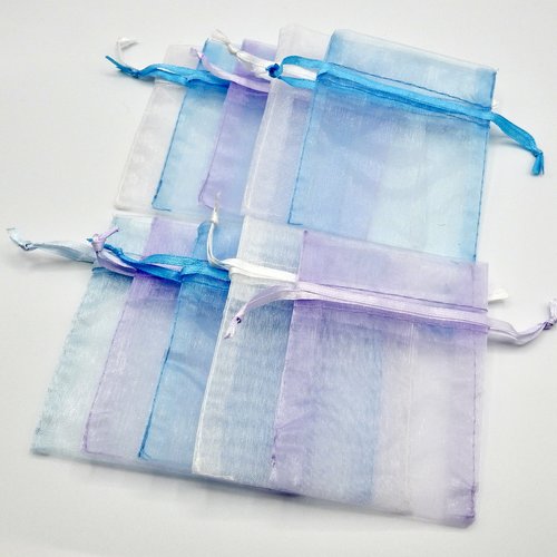 Organza Bags Canada 3x4, Small Ribbon Drawstring Pouches, Set of 10, Assorted Pastel Colors