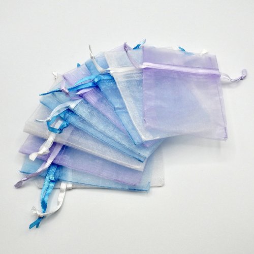 Organza Bags Canada 3x4, Small Ribbon Drawstring Pouches, Set of 10, Assorted Pastel Colors