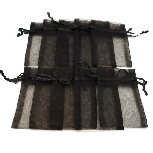 Organza Small Gift Bags 3x4, Dark Brown Drawstring Pouches for Jewelry Packaging