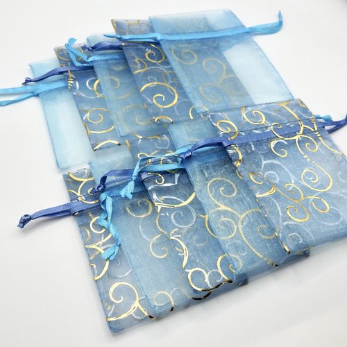 Organza Gift Bags 3x4 Canada Shades of Blue Small Drawstring Pouch Sheer Jewelry Packaging