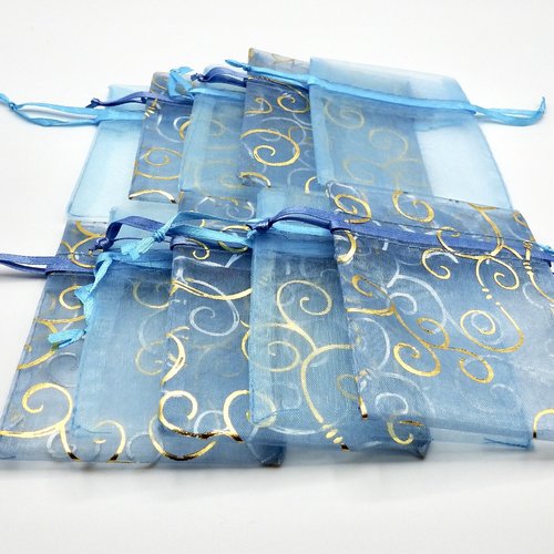 Organza Gift Bags 3x4 Canada Shades of Blue Small Drawstring Pouch Sheer Jewelry Packaging