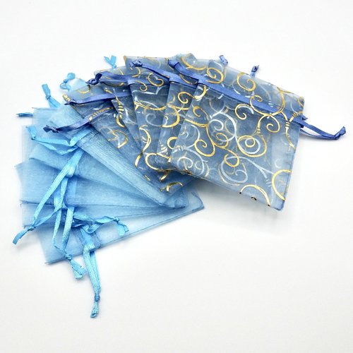 Organza Gift Bags 3x4 Canada Shades of Blue Small Drawstring Pouch Sheer Jewelry Packaging