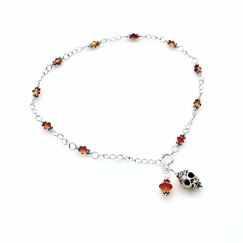 fire opal orange crystal beaded ankle bracelet