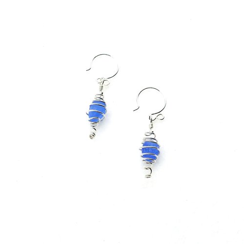 silver dangle spiral cage pierced 