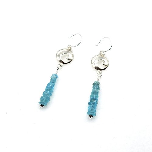 Apatite gemstone dangle long dangle earrings
