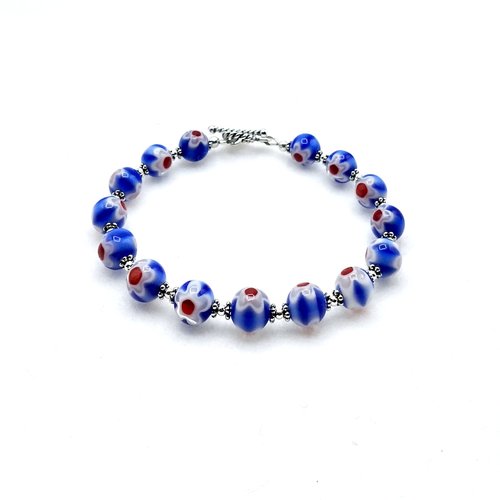 blue white and red flower design