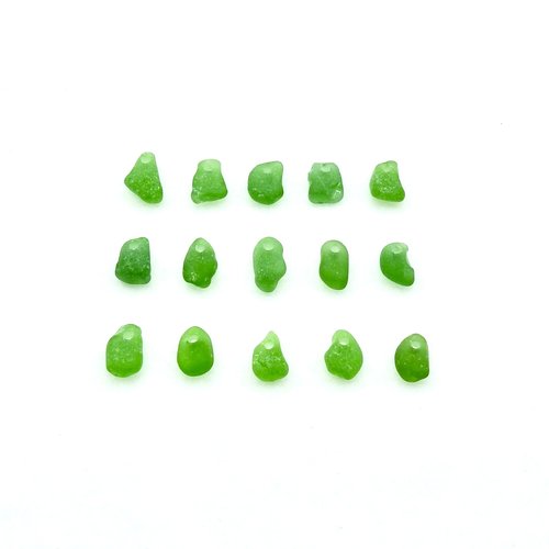Green Sea Glass Beads Jewelry Making Charms Craft Supply