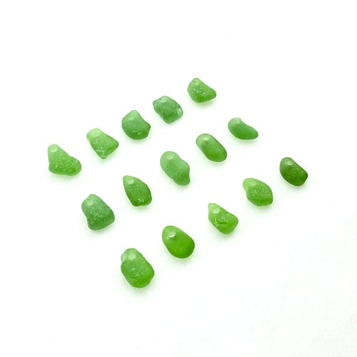 Green Sea Glass Beads Jewelry Making Charms Craft Supply