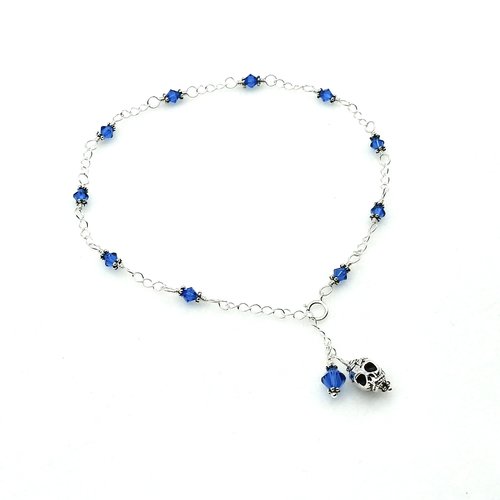 blue crystal beaded ankle bracelet