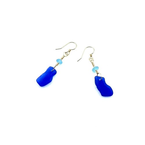 these genuine sea glass earrings measure 2" (5.1cm) in length from the top of the ear wires