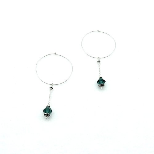 Large Hoop Drop Earrings for Women Green Crystal Bead Dangles Cool Jewelry Gifts