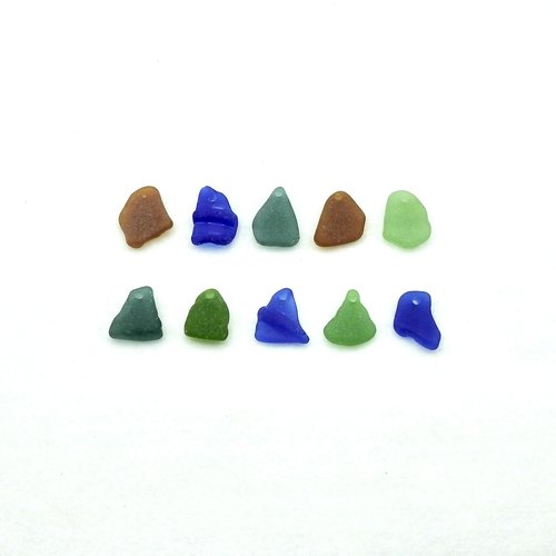 Real Sea Glass Charms Pendants for Jewelry Making Beach Craft Supply Green Teal Brown Blue