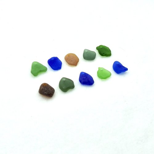 Real Sea Glass Charms for Jewelry Making Drilled Beach Craft Beads Green brown and Cobalt Blue