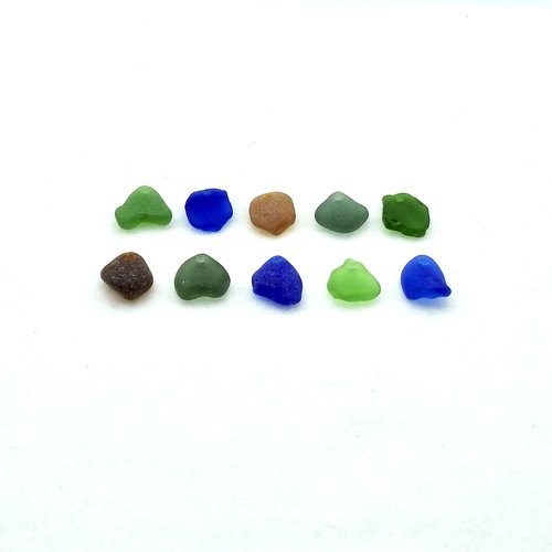 Real Sea Glass Charms for Jewelry Making Drilled Beach Craft Beads Green brown and Cobalt Blue