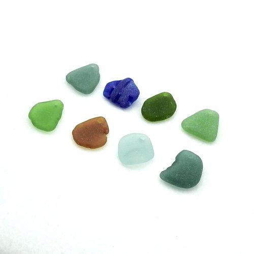Sea Glass Charms or Pendants for Jewelry Making Beach Crafts Green Teal Brown Cobalt Blue