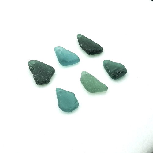 Real Sea Glass Rough Pendants for Jewelry Making Beach Craft Supply Teal Green Blue