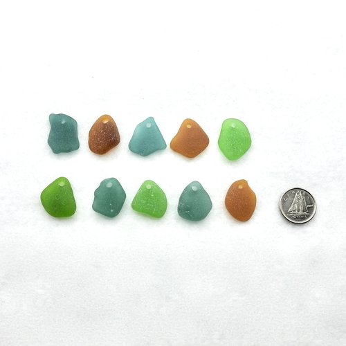 Beach Glass Pendants Real Sea Glass Charms for Jewelry Making Craft Beads 