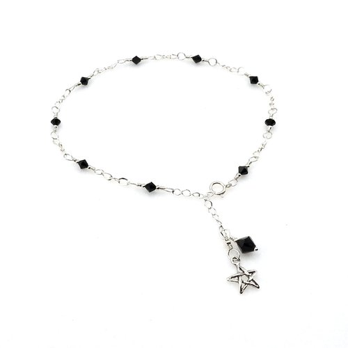 black crystal anklet for women