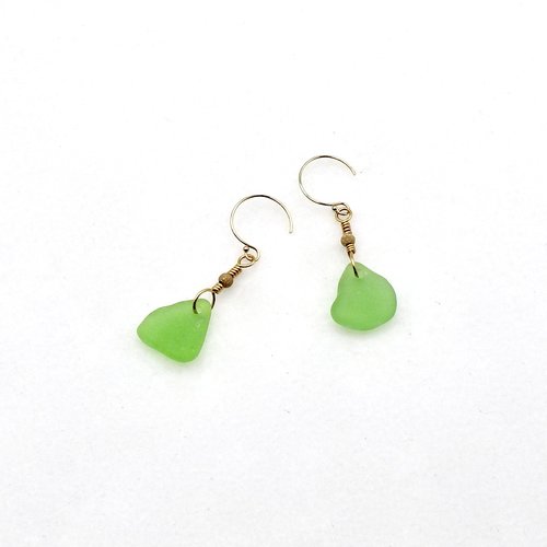 green sea glass earrings
