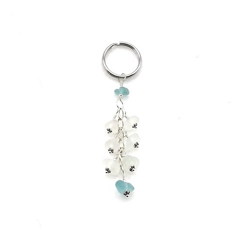 white dangly key chain 