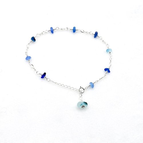adjustable beaded silver chain with dangle